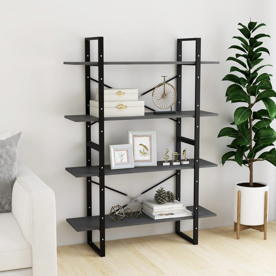 Boekenkast Met 4 Schappen Grenen Grijs 100 x 30 x 140 cm Hout