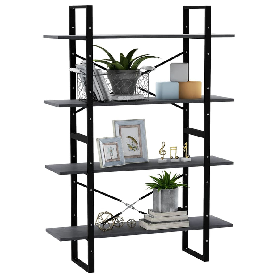 Boekenkast Met 4 Schappen Grenen Grijs 100 x 30 x 140 cm Hout