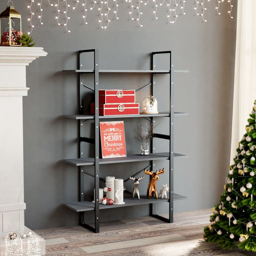 Boekenkast Met 4 Schappen Grenen Grijs 100 x 30 x 140 cm Hout