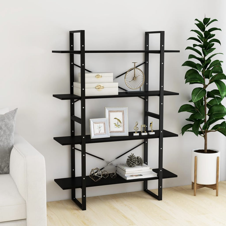 Boekenkast Met 4 Schappen Grenen Zwart 100 x 30 x 140 cm Hout
