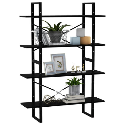 Boekenkast Met 4 Schappen Grenen Zwart 100 x 30 x 140 cm Hout