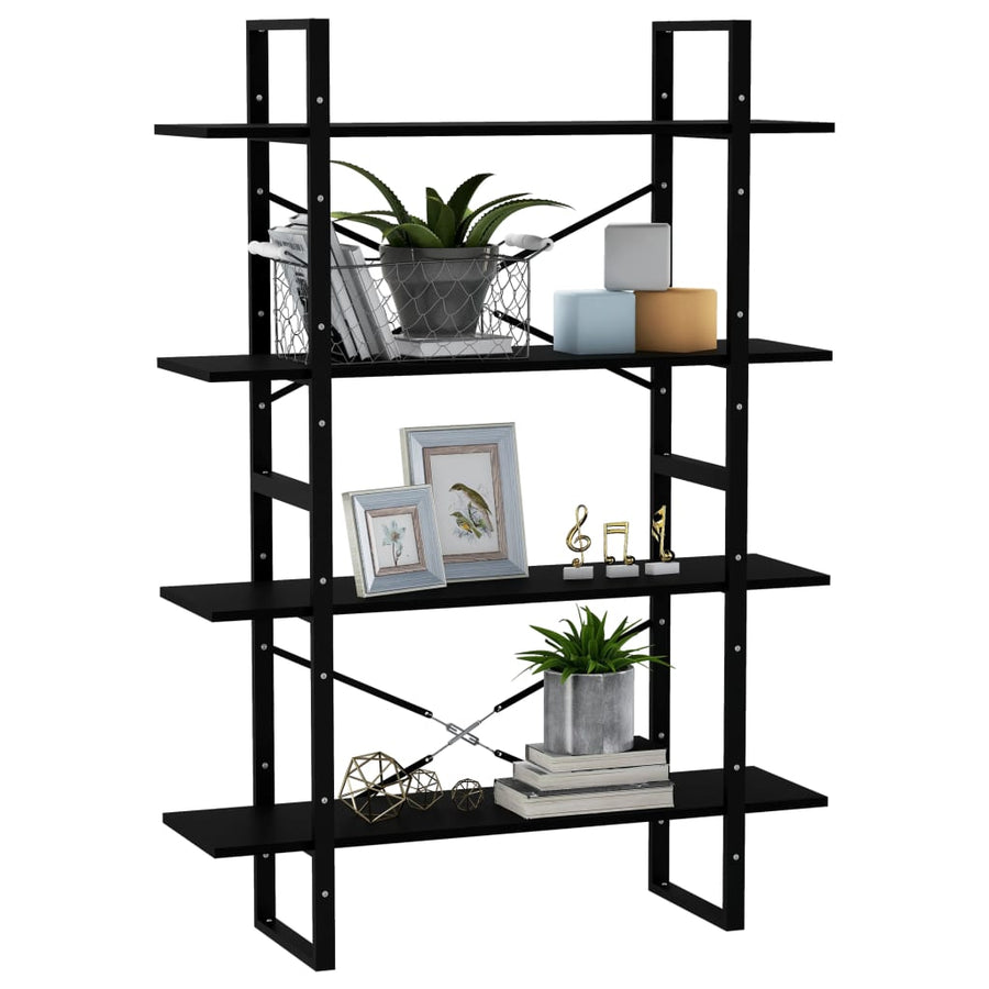 Boekenkast Met 4 Schappen Grenen Zwart 100 x 30 x 140 cm Hout