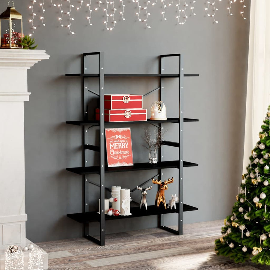 Boekenkast Met 4 Schappen Grenen Zwart 100 x 30 x 140 cm Hout