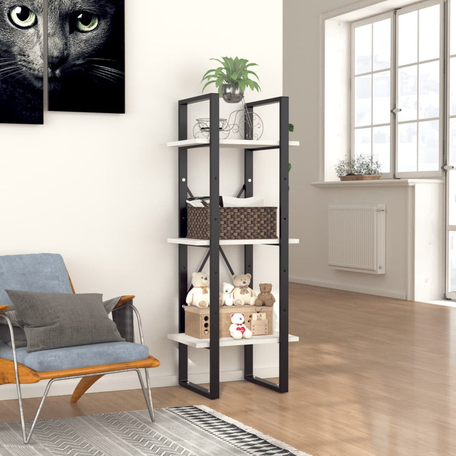 Boekenkast Met 3 Schappen Wit 40 x 30 x 105 cm Bewerkt hout