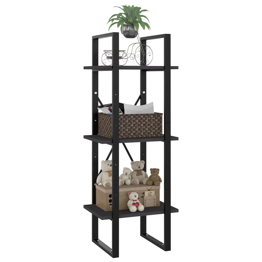 Boekenkast Met 3 Schappen Spaanplaat Grijs 40 x 30 x 105 cm Bewerkt hout
