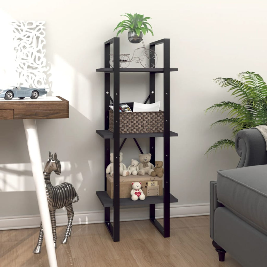 Boekenkast Met 3 Schappen Spaanplaat Grijs 40 x 30 x 105 cm Bewerkt hout