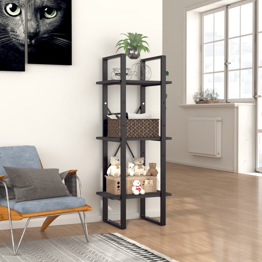 Boekenkast Met 3 Schappen Spaanplaat Grijs 40 x 30 x 105 cm Bewerkt hout