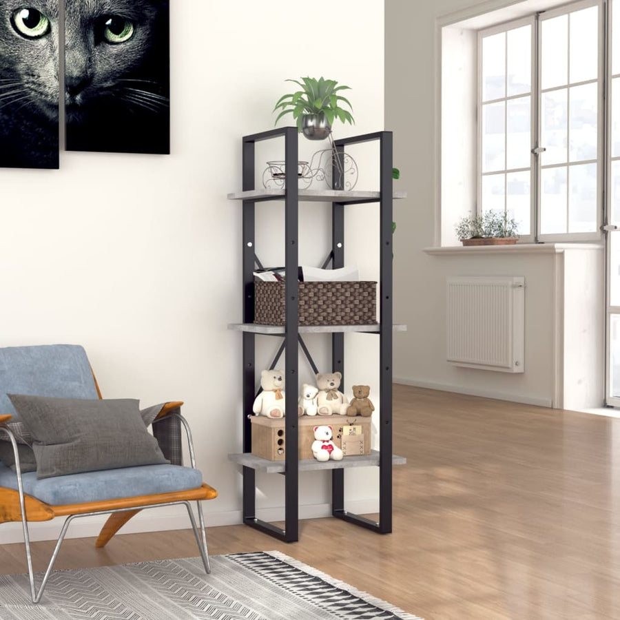 Boekenkast Met 3 Schappen Spaanplaat Betongrijs 40 x 30 x 105 cm Bewerkt hout