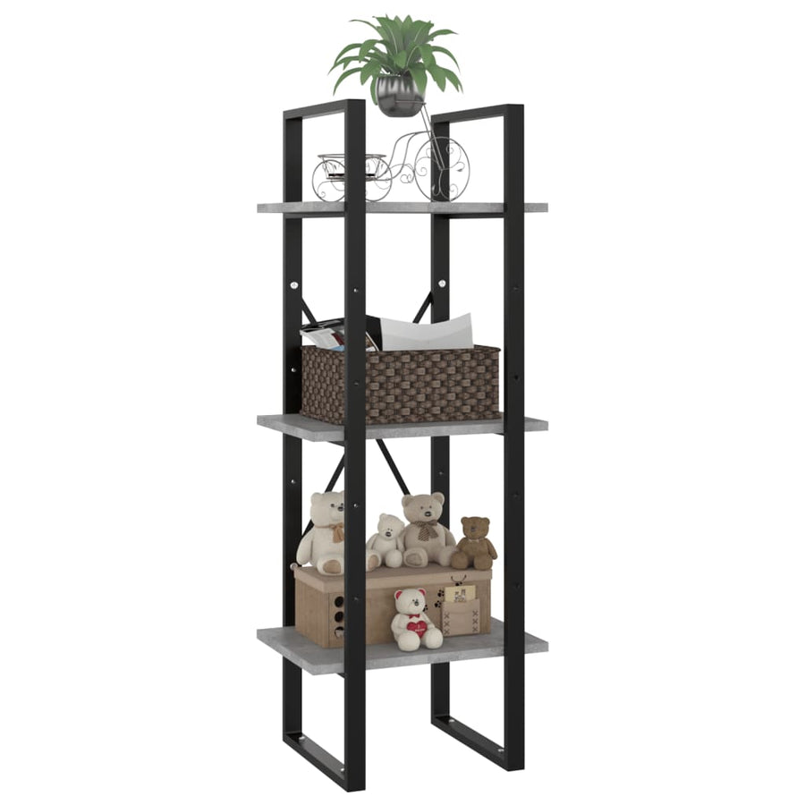 Boekenkast Met 3 Schappen Spaanplaat Betongrijs 40 x 30 x 105 cm Bewerkt hout