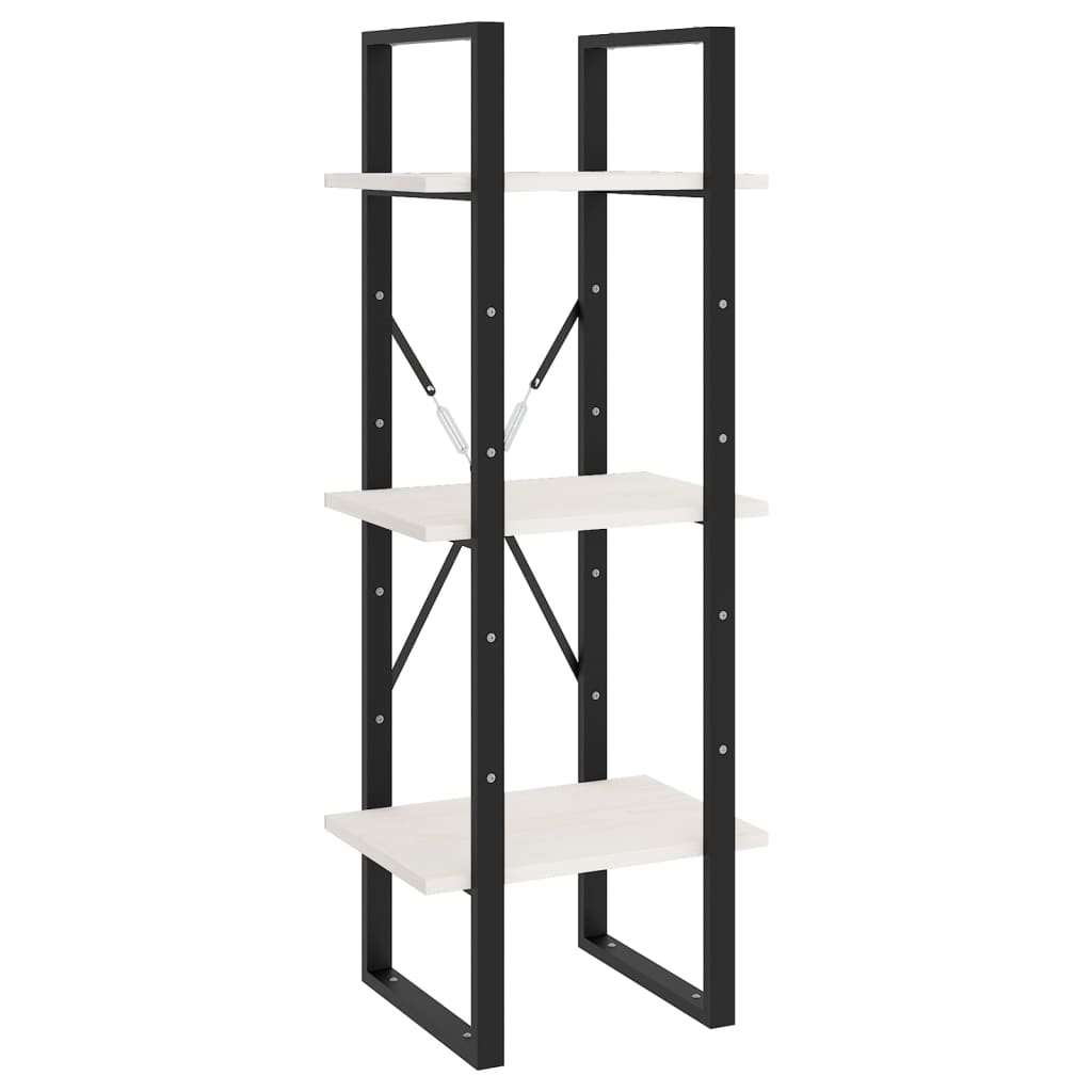 Boekenkast Met 3 Schappen Massief Grenen Wit 40 x 30 x 105 cm Hout