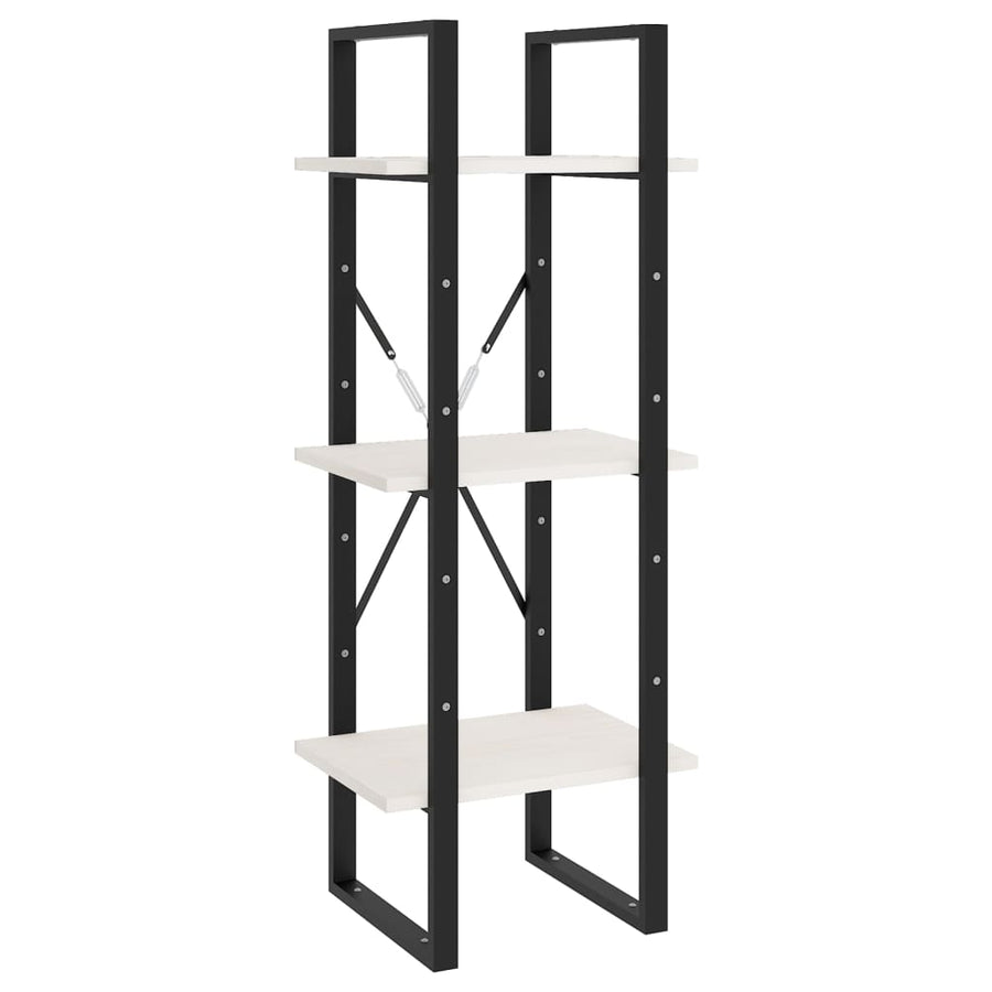 Boekenkast Met 3 Schappen Massief Grenen Wit 40 x 30 x 105 cm Hout
