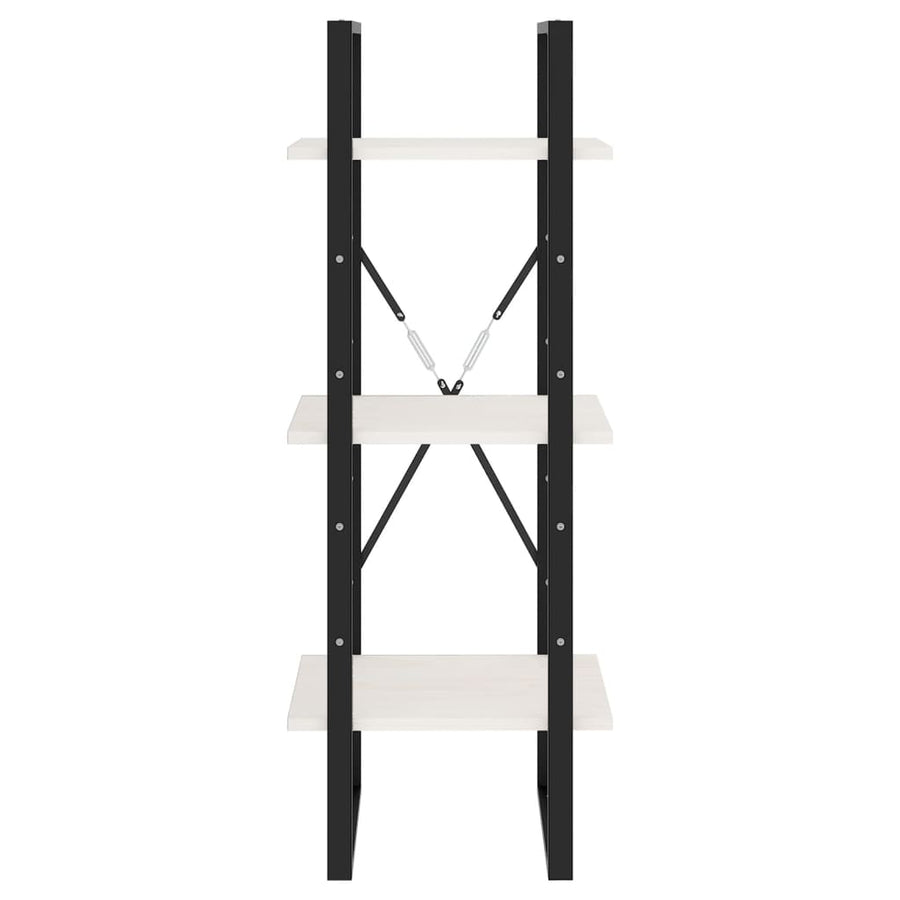 Boekenkast Met 3 Schappen Massief Grenen Wit 40 x 30 x 105 cm Hout