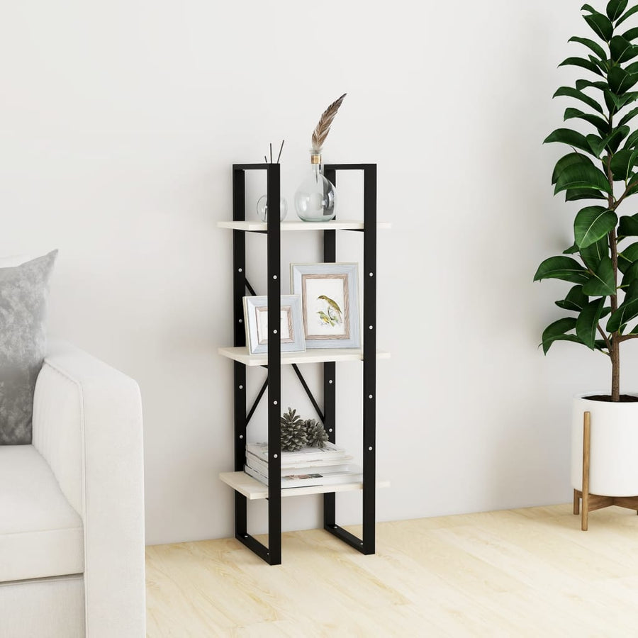 Boekenkast Met 3 Schappen Massief Grenen Wit 40 x 30 x 105 cm Hout