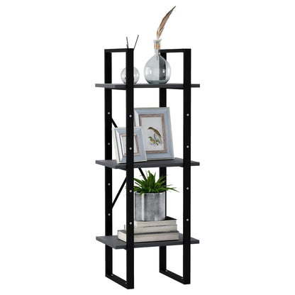 Boekenkast Met 3 Schappen Massief Grenen Grijs 40 x 30 x 105 cm Hout