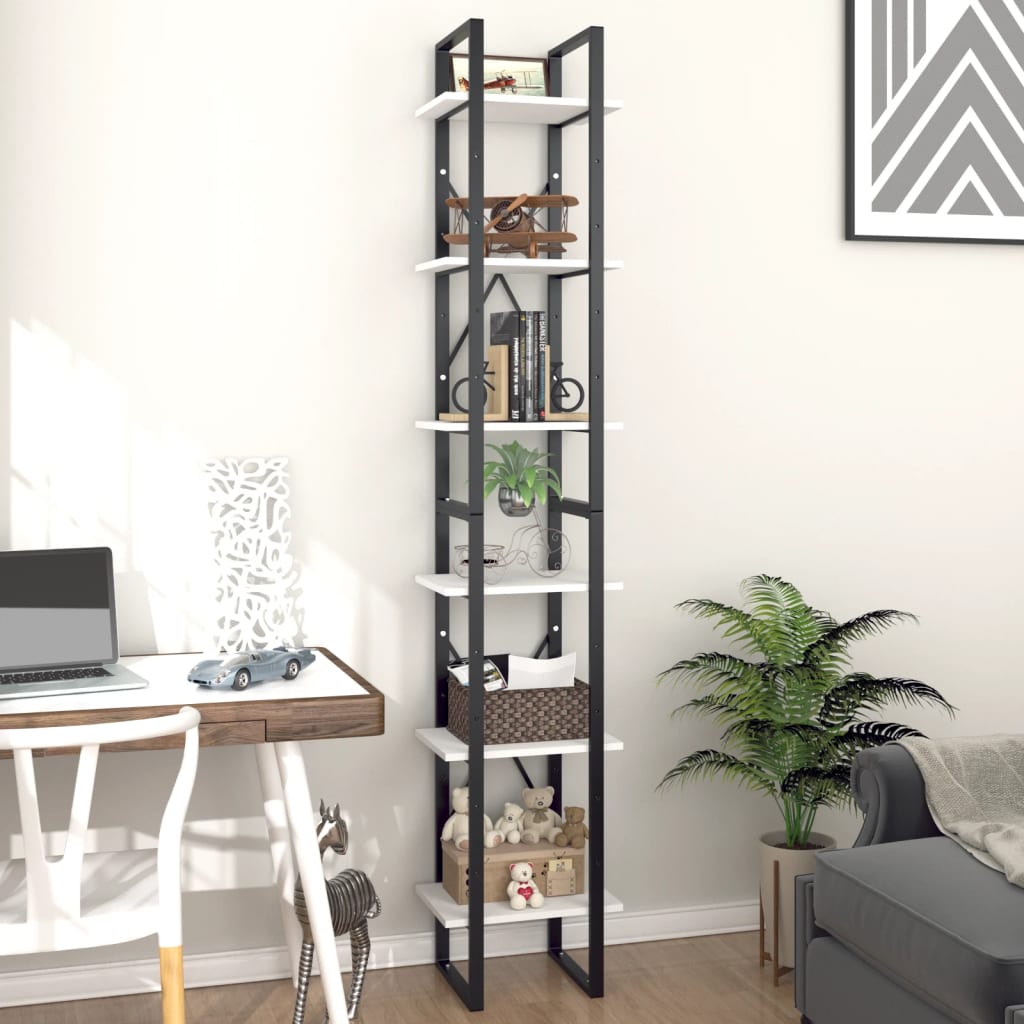 Boekenkast Met 6 Schappen Wit 40 x 30 x 210 cm Bewerkt hout