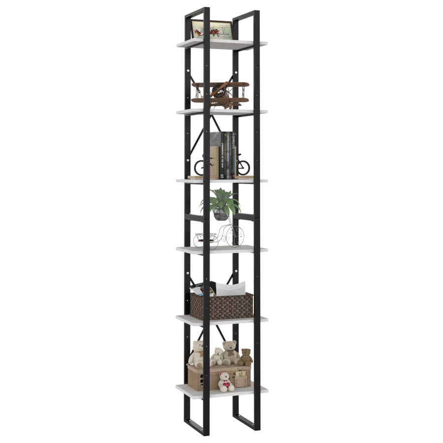 Boekenkast Met 6 Schappen Wit 40 x 30 x 210 cm Bewerkt hout