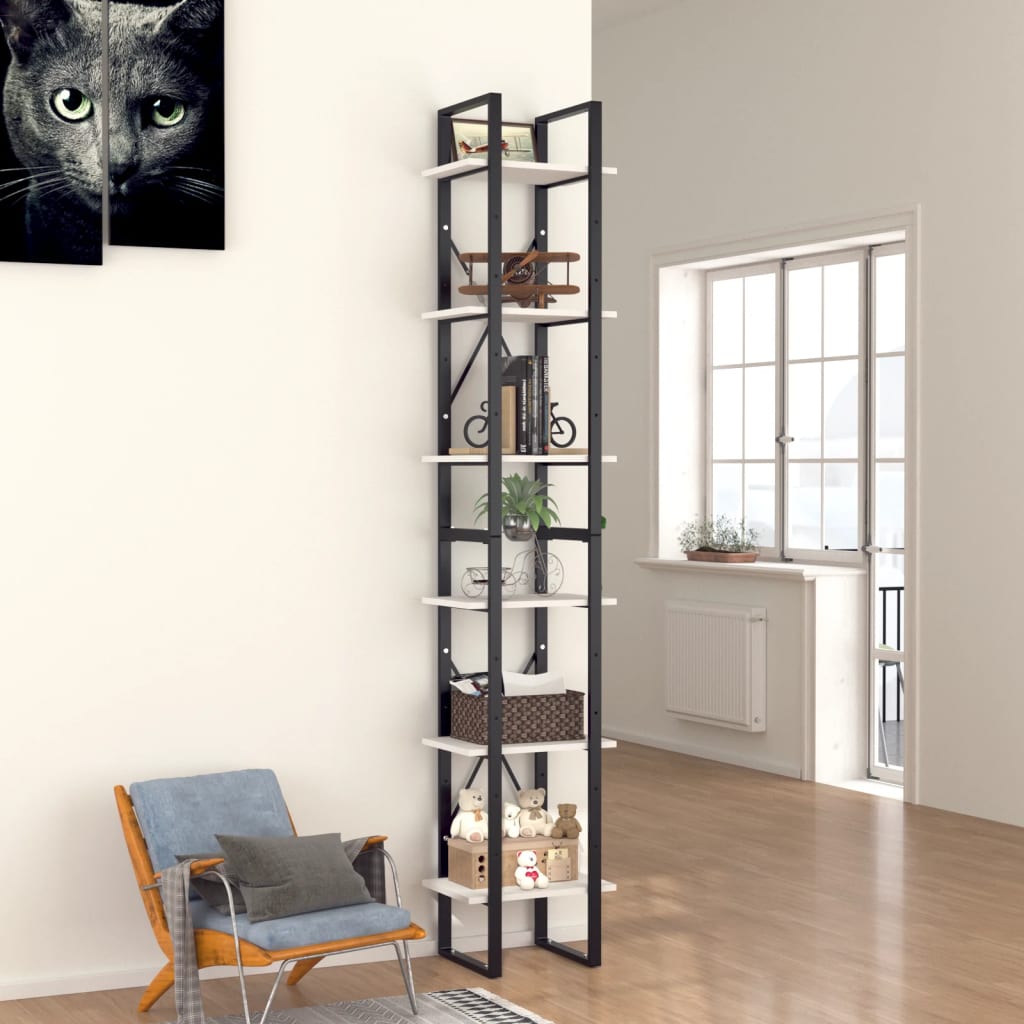 Boekenkast Met 6 Schappen Wit 40 x 30 x 210 cm Bewerkt hout