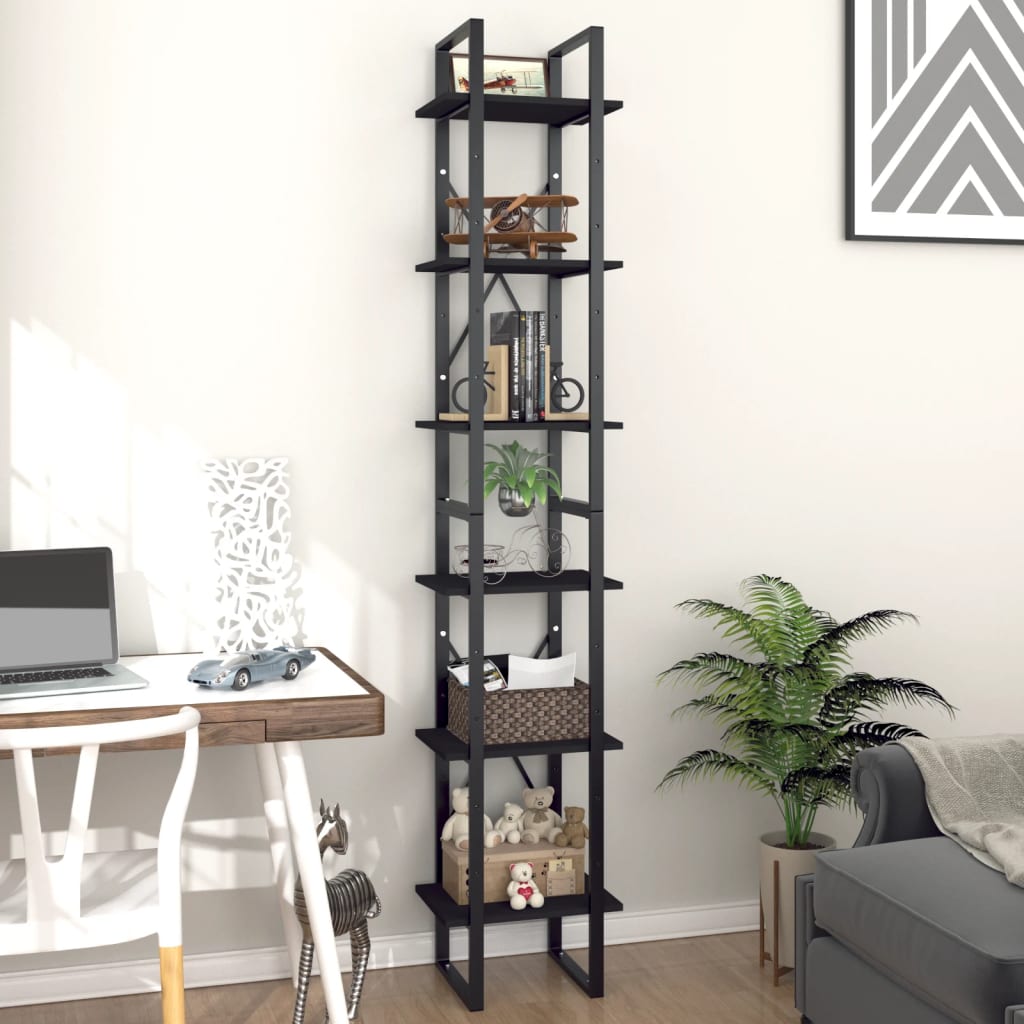 Boekenkast Met 6 Schappen 40X30X Zwart 210 cm