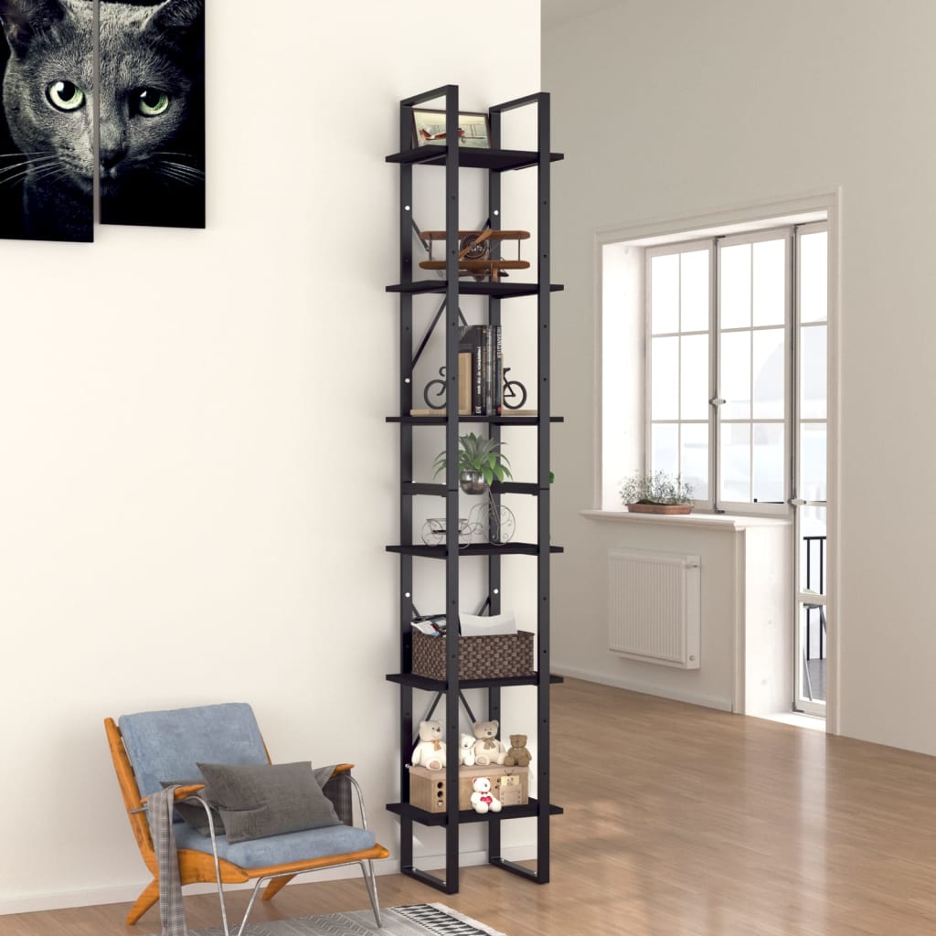Boekenkast Met 6 Schappen 40X30X Zwart 210 cm