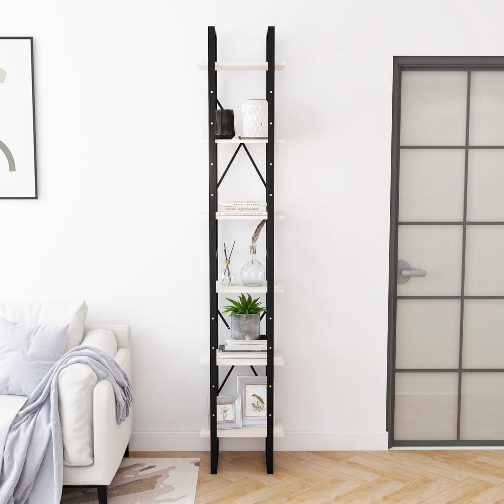 Hoge Kast Massief Grenen Wit 40 x 30 x 210 cm Hout