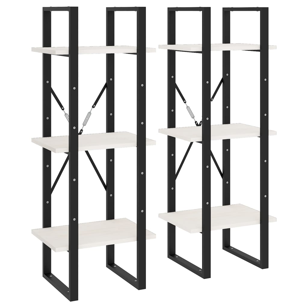 Hoge Kast Massief Grenen Wit 40 x 30 x 210 cm Hout