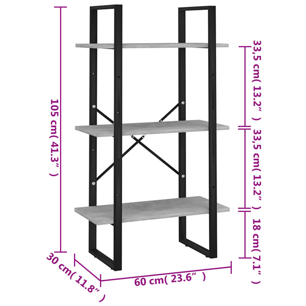 Opbergrek 60X30X105 Cm Spaanplaat Betongrijs