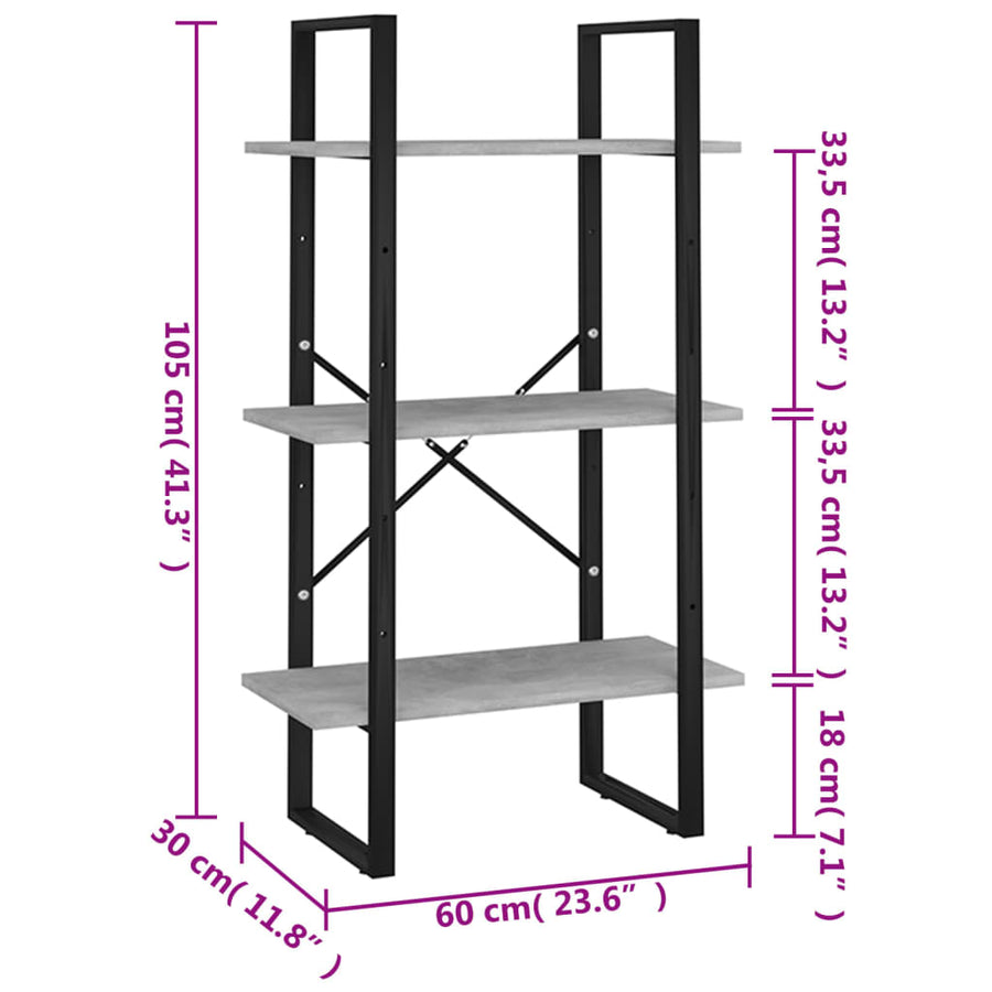 Opbergrek 60X30X105 Cm Spaanplaat Betongrijs