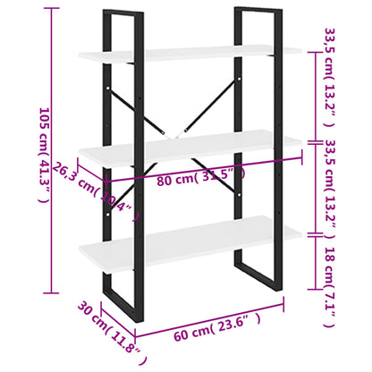 Boekenkast Wit 80 x 30 x 105 cm Bewerkt hout