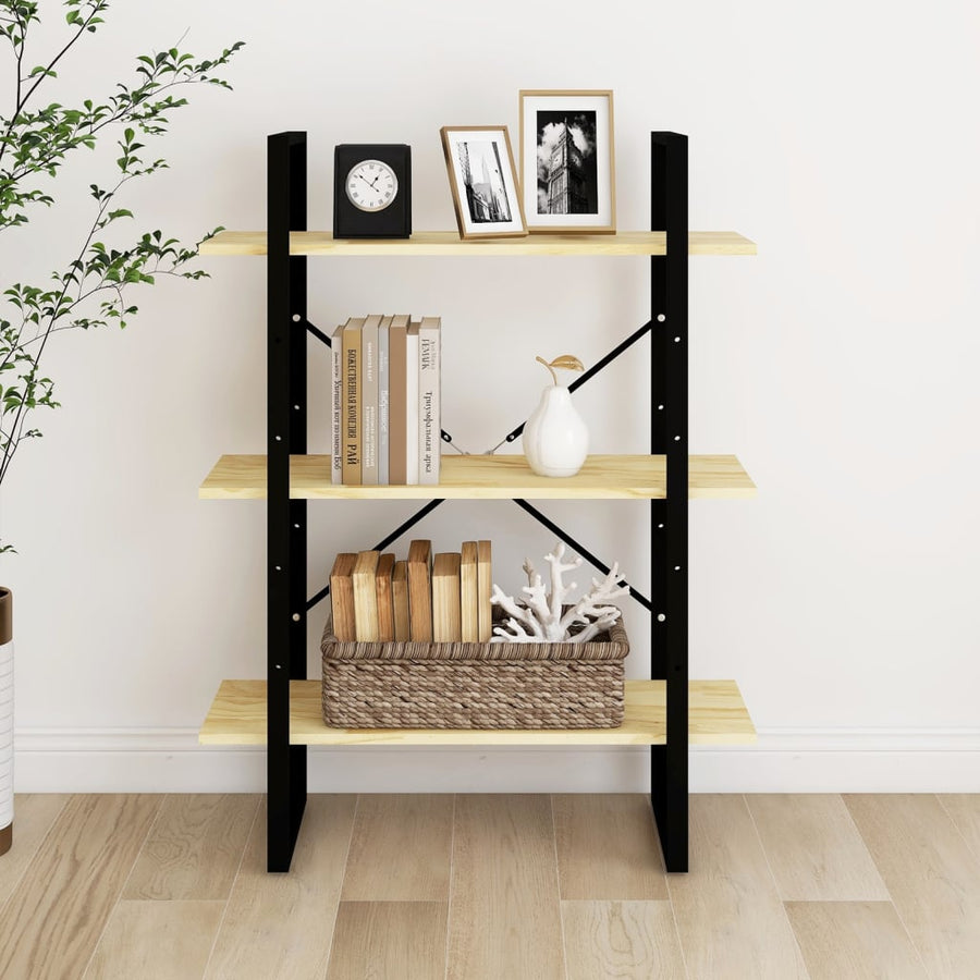 Boekenkast Met 3 Schappen Massief Grenen Naturel 80 x 30 x 105 cm Hout