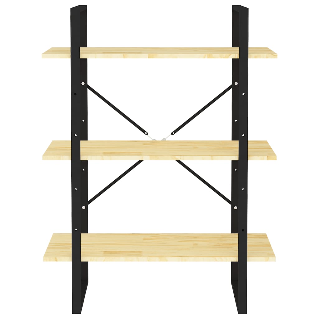 Boekenkast Met 3 Schappen Massief Grenen Naturel 80 x 30 x 105 cm Hout
