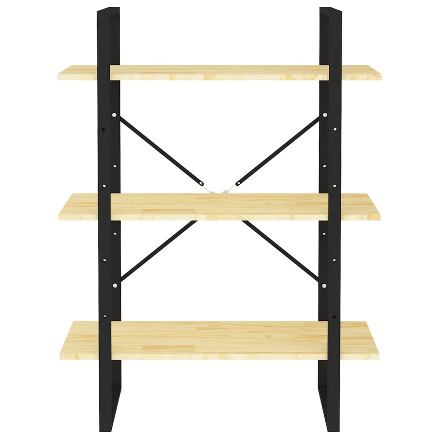 Boekenkast Met 3 Schappen Massief Grenen Naturel 80 x 30 x 105 cm Hout