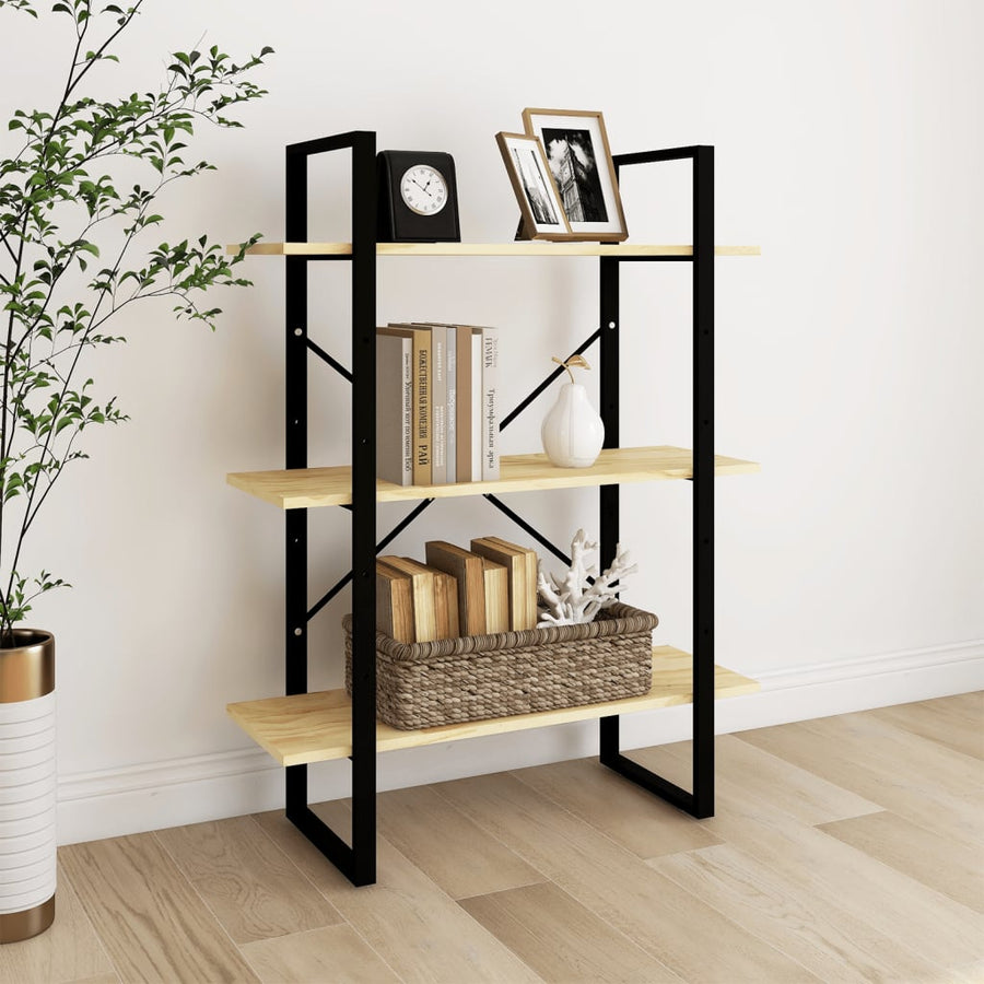 Boekenkast Met 3 Schappen Massief Grenen Naturel 80 x 30 x 105 cm Hout