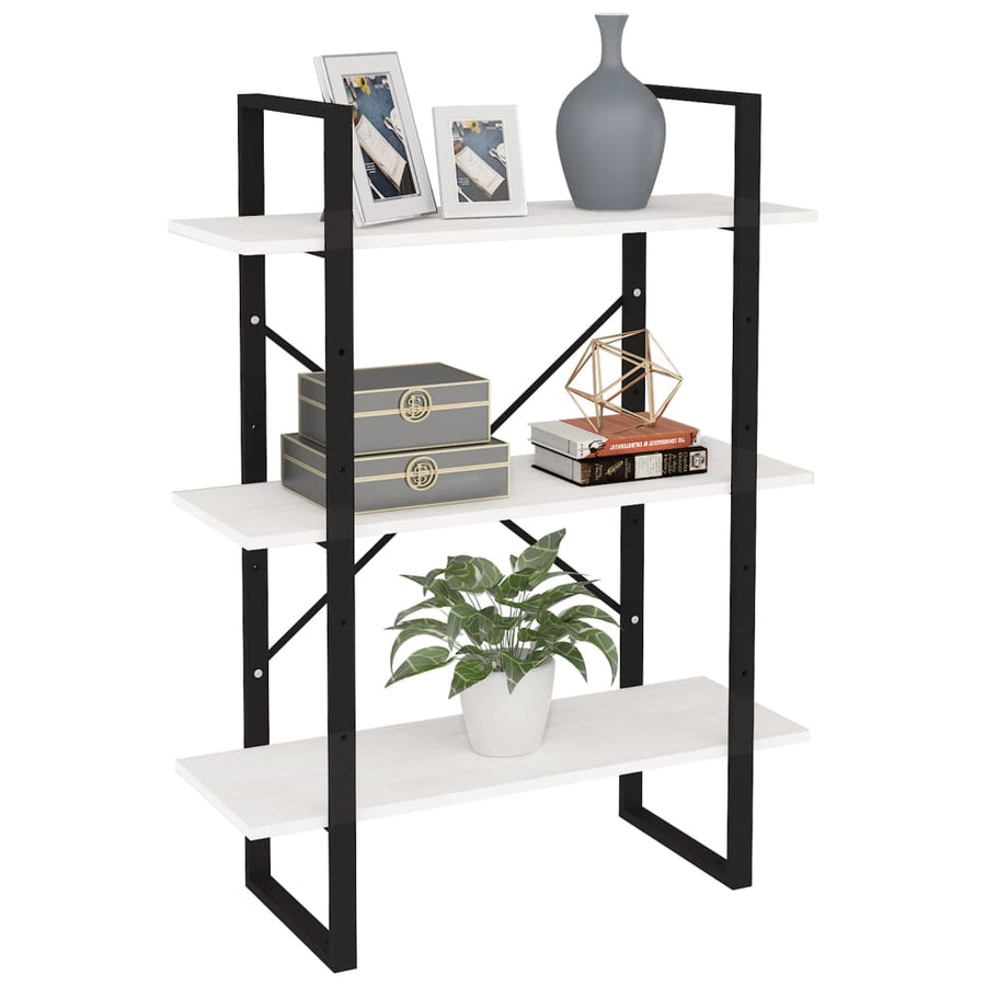 Boekenkast met 3 schappen 80x30x105 cm massief grenenhout wit 80 x 30 x 105 cm Hout