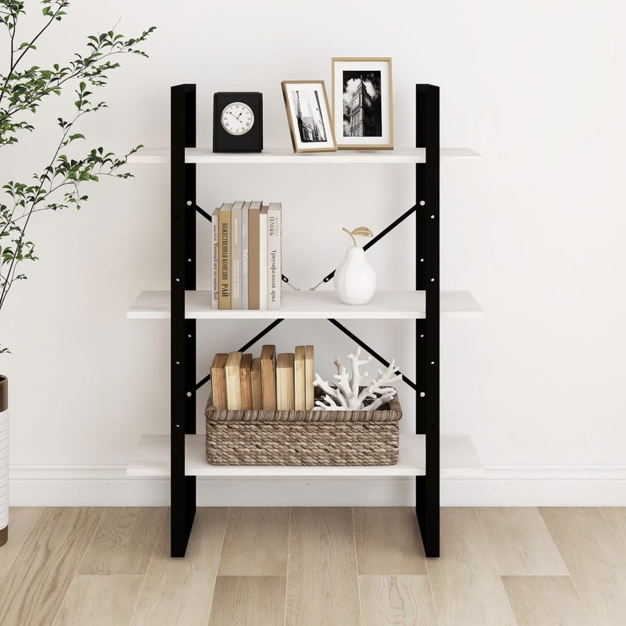Boekenkast met 3 schappen 80x30x105 cm massief grenenhout wit 80 x 30 x 105 cm Hout