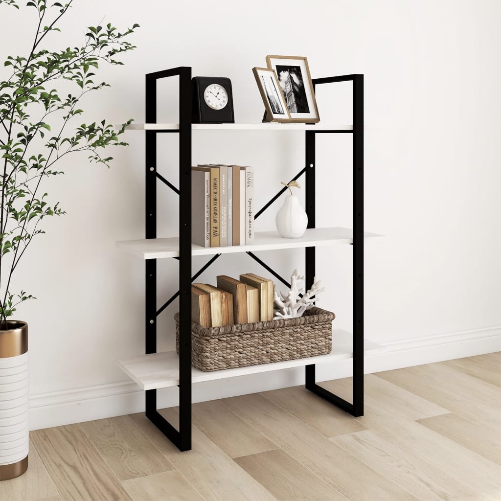 Boekenkast met 3 schappen 80x30x105 cm massief grenenhout wit 80 x 30 x 105 cm Hout