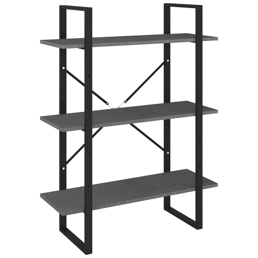 Boekenkast met 3 schappen 80x30x105 cm massief grenenhout grijs 80 x 30 x 105 cm Hout