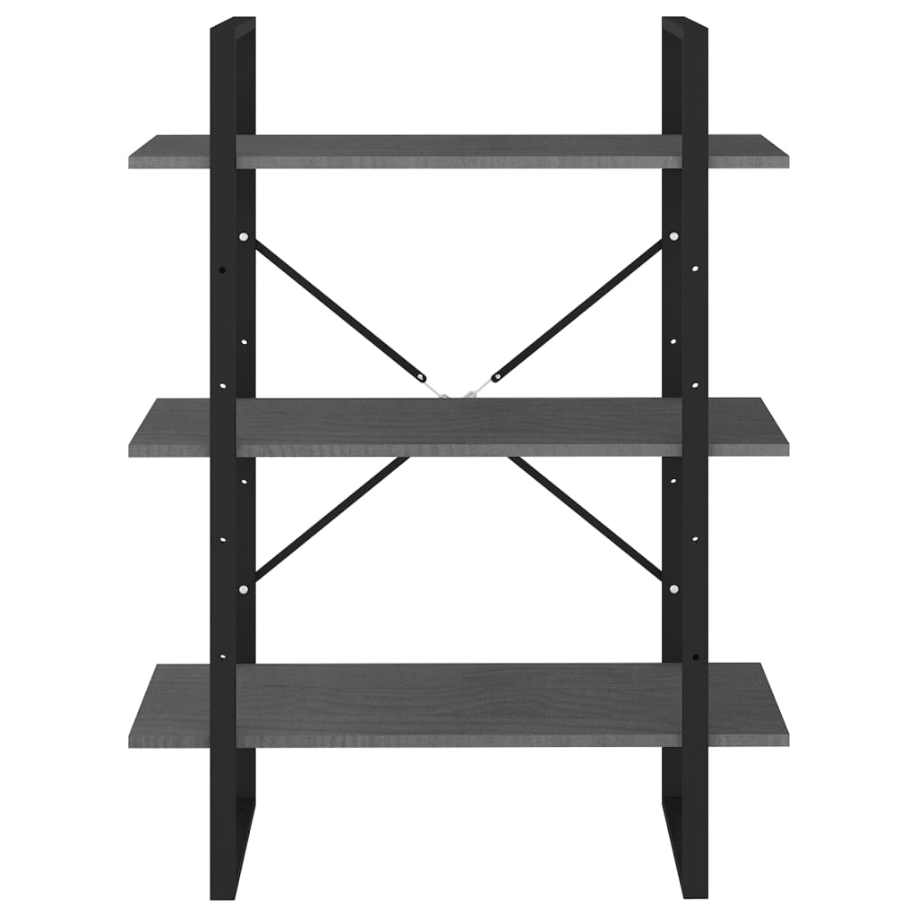 Boekenkast met 3 schappen 80x30x105 cm massief grenenhout grijs 80 x 30 x 105 cm Hout