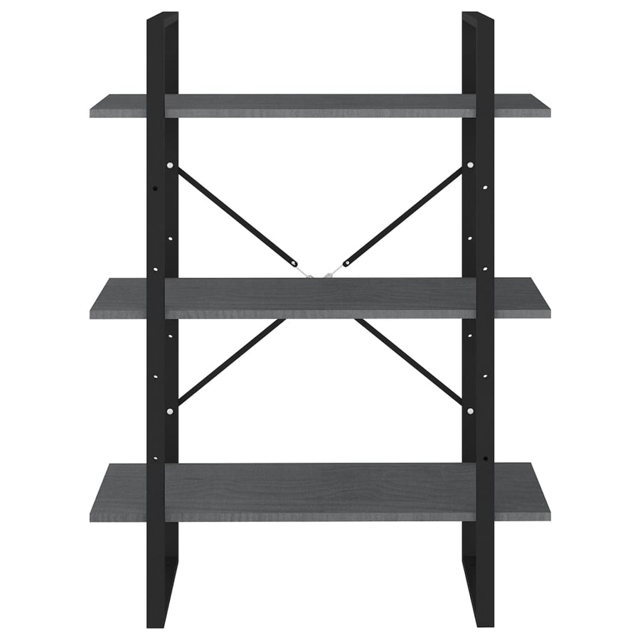 Boekenkast met 3 schappen 80x30x105 cm massief grenenhout grijs 80 x 30 x 105 cm Hout