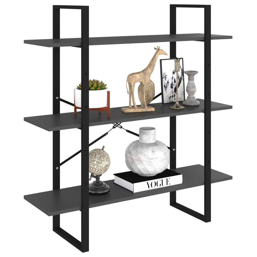 Boekenkast 100x30x105 cm spaanplaat grijs 100 x 30 x 105 cm Bewerkt hout