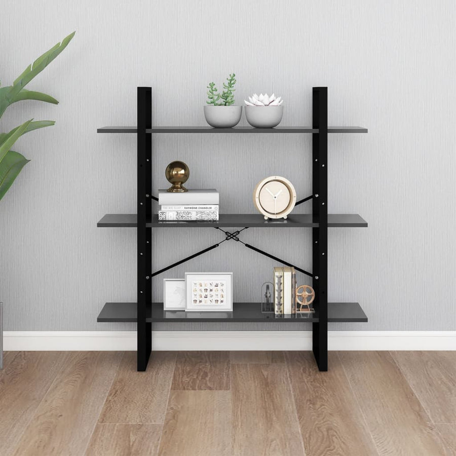 Boekenkast 100x30x105 cm spaanplaat grijs 100 x 30 x 105 cm Bewerkt hout