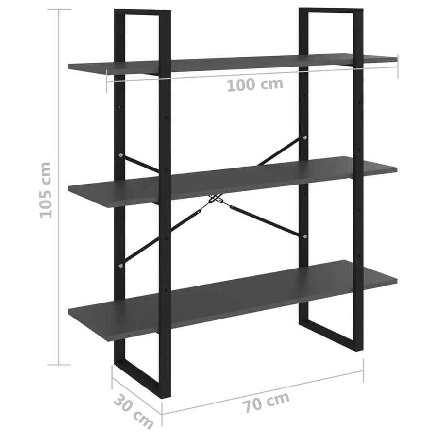 Boekenkast 100x30x105 cm spaanplaat grijs 100 x 30 x 105 cm Bewerkt hout