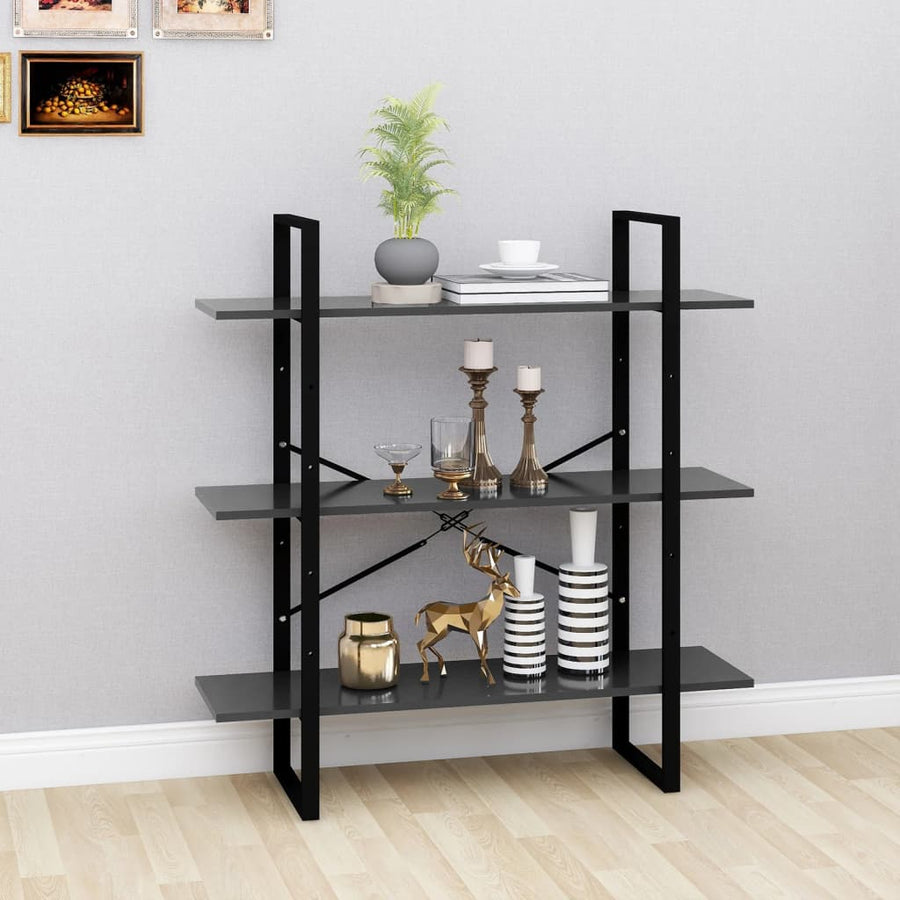 Boekenkast 100x30x105 cm spaanplaat grijs 100 x 30 x 105 cm Bewerkt hout