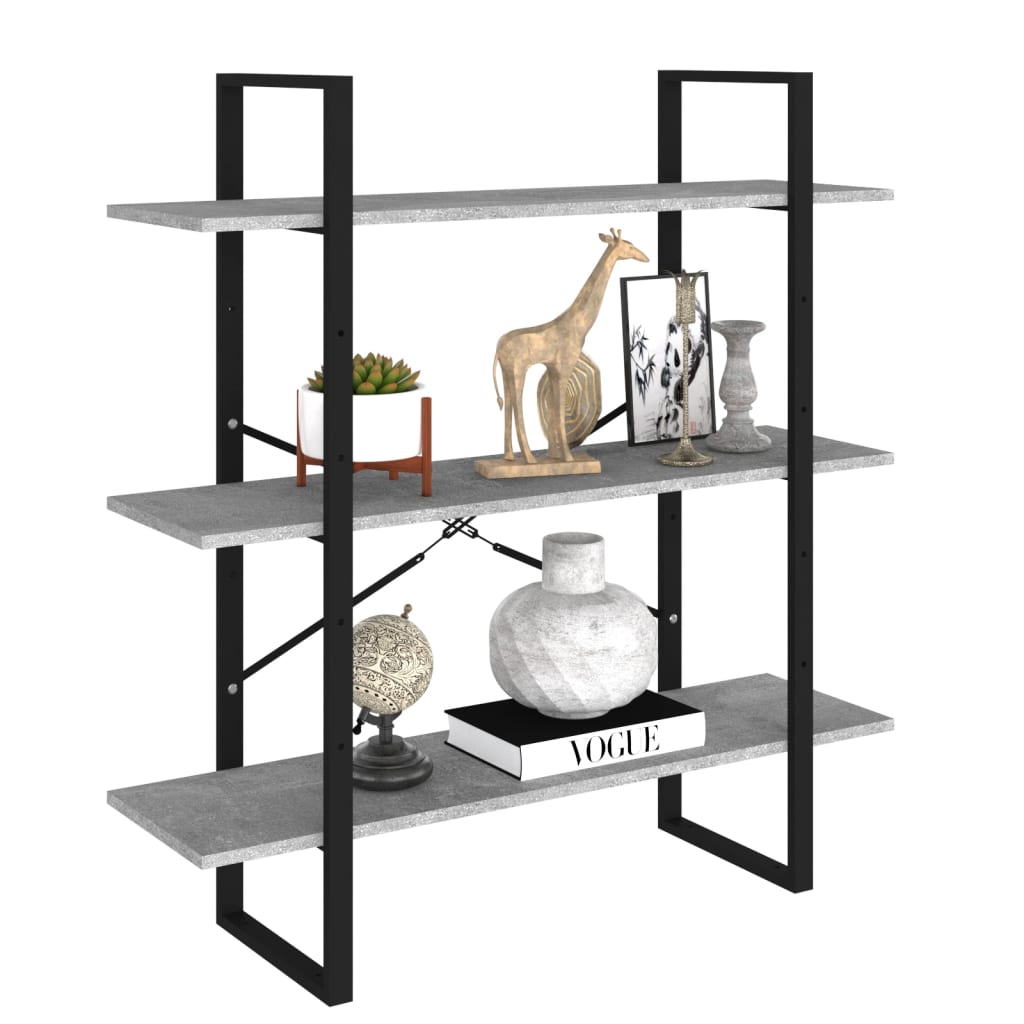 Boekenkast Spaanplaat Betongrijs 100 x 30 x 105 cm Bewerkt hout