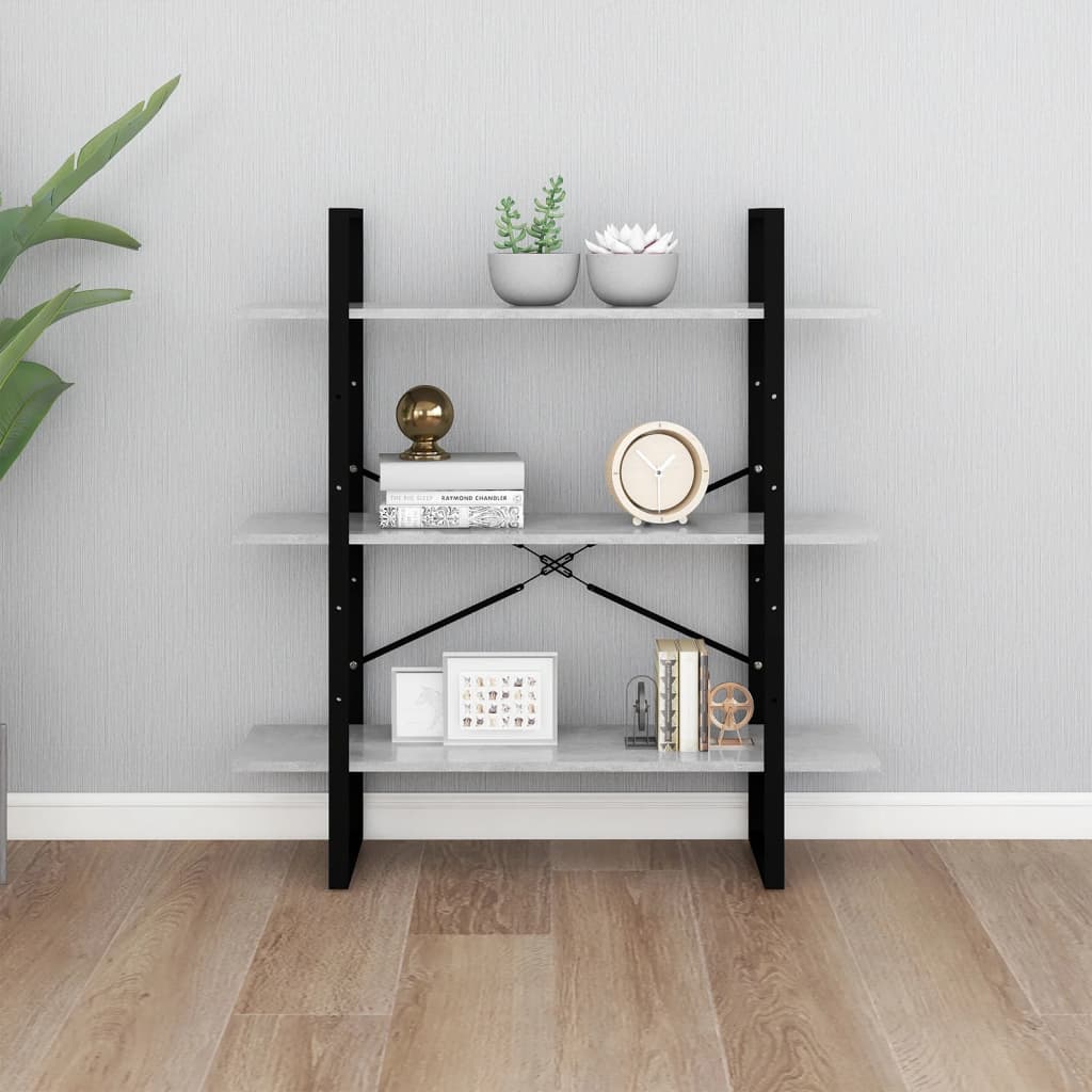 Boekenkast Spaanplaat Betongrijs 100 x 30 x 105 cm Bewerkt hout