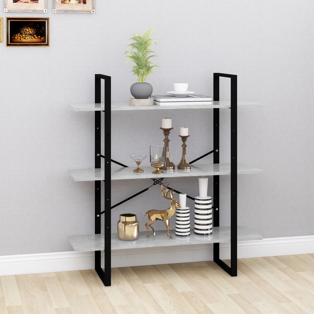 Boekenkast Spaanplaat Betongrijs 100 x 30 x 105 cm Bewerkt hout