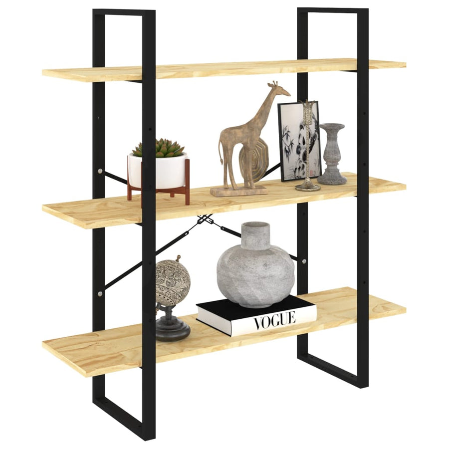 Boekenkast Met 3 Schappen Massief Grenenhout Naturel 100 x 30 x 105 cm solid pine wood