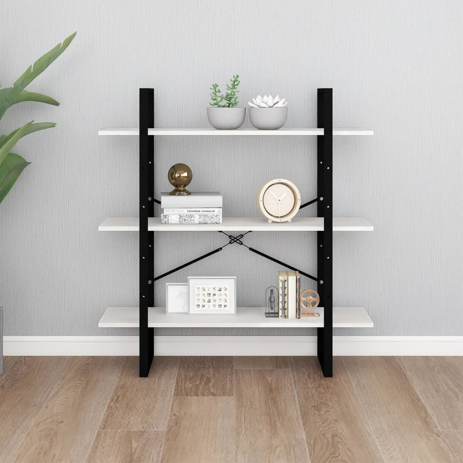 Boekenkast met 3 schappen 100x30x105 cm massief grenenhout wit 100 x 30 x 105 cm solid pine wood