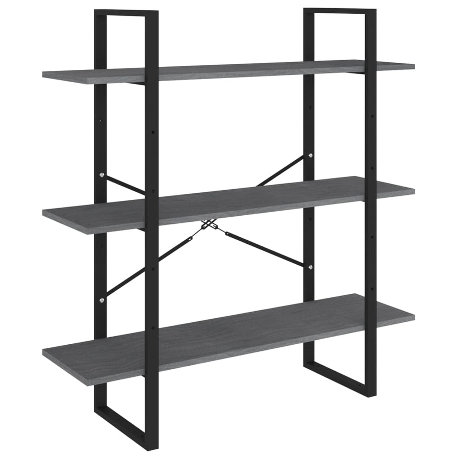 Boekenkast met 3 schappen 100x30x105 cm grenenhout grijs 100 x 30 x 105 cm solid pine wood