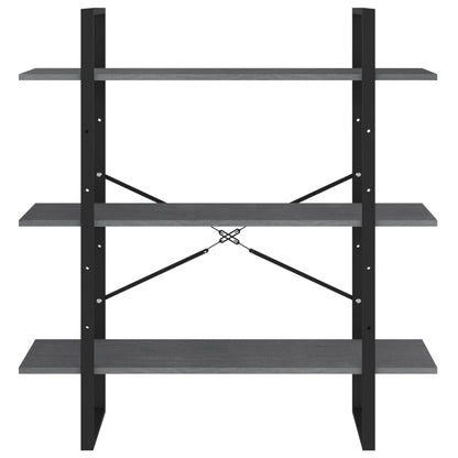 Boekenkast met 3 schappen 100x30x105 cm grenenhout grijs 100 x 30 x 105 cm solid pine wood