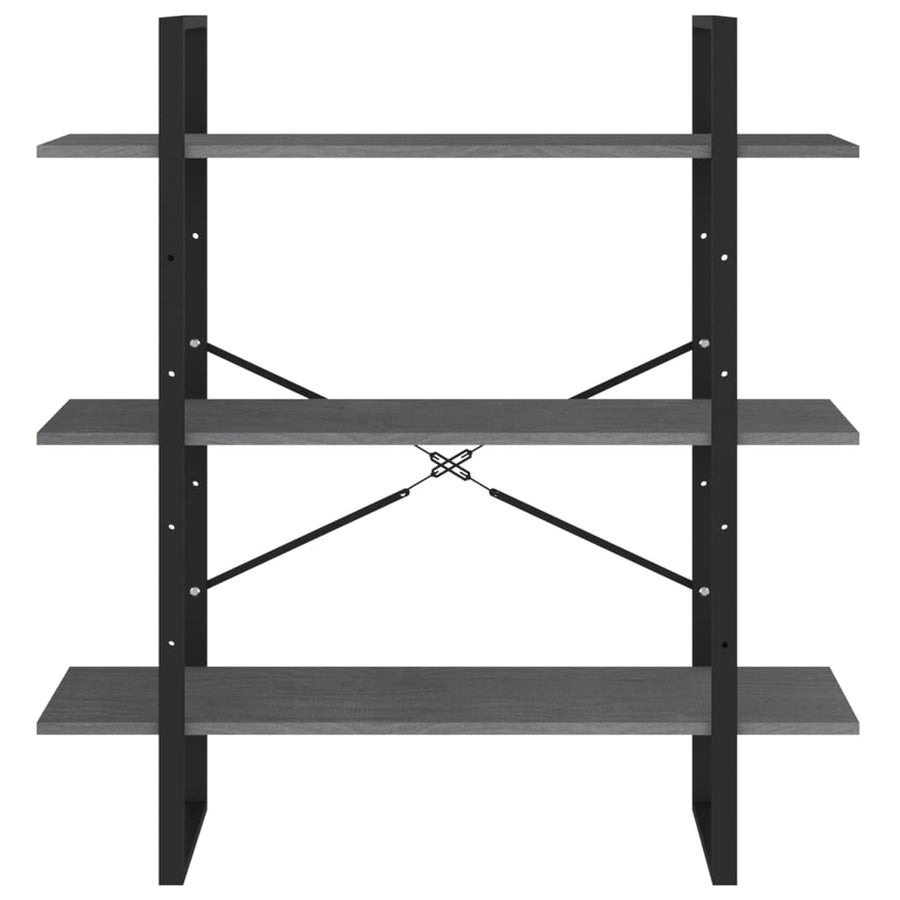 Boekenkast met 3 schappen 100x30x105 cm grenenhout grijs 100 x 30 x 105 cm solid pine wood